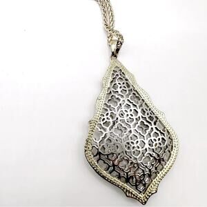 Kendra Scott AIDEN Necklace Gold Silver Filigree Long Chain Two Tone Metal Boho